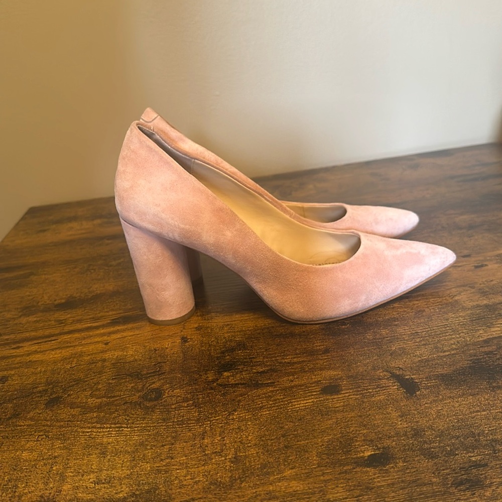 Pale Pink Suede Heels - Size 9